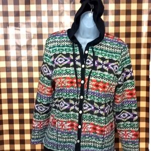 French Dressing Jeans button up sweater sz m